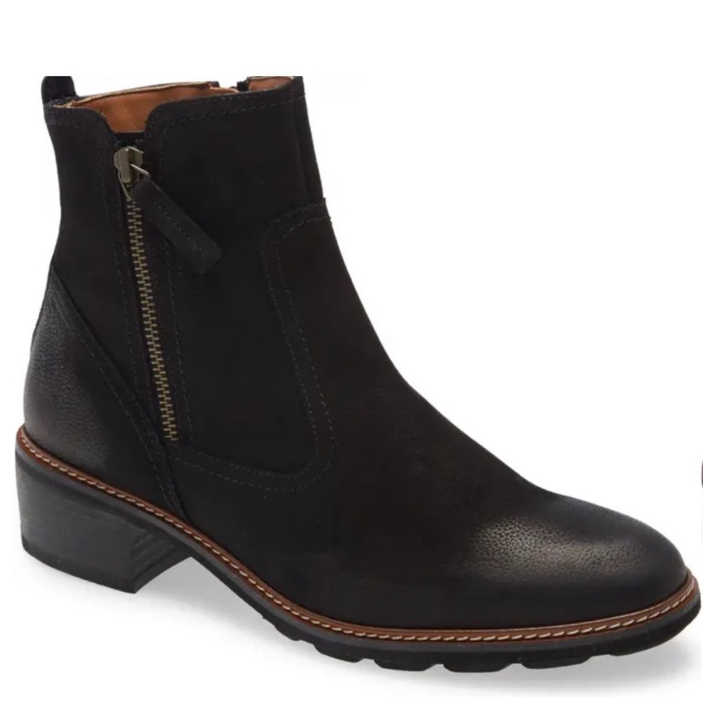 PAUL GREEN DIEGO BOOTIE ZIP‎ MOTO BIKER BLACK NUBUCK BURNISHED ZIP 6 US